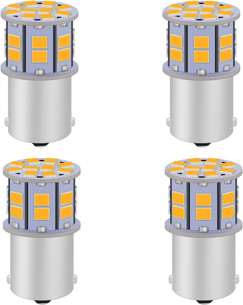 LEDYOTRY 1156 LED Bulb Amber 12V-24V Super Bright 7506 1141 BA15S P21W 1003 LED Bulb for Turn Signal Blinker Lights, Tail Brake Lights, DRL Marker Blinker Parking Lights, Pack of 4 - Image 1